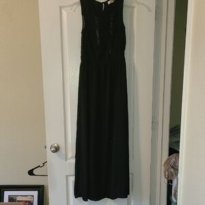 Elegant Black Lace Body Sleeveless Maxi Dress By Monteau Los Angeles Sz S